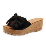 Large-Size Bow Cold Slippers Women 2025 Summer New Comfortable Loose Cake Thick-Bottomed Slippers Batch HZ0115