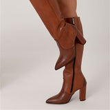 Dropshopping2025 Winter New Fashion High-Tend Size 40-43 Pointed Side Zipper High-Sleest Girl HZ0115