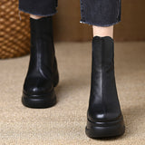8.5Cm Small Thick-Bottomed Leisure Boots Round Head Zipper Ultra-High And Temperament Warm And Comfortable Chelsea Boots HZ0115