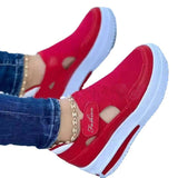 Large-Size Casual Women's Single Shoes 2025 Spring New Color Magic Stick Thick Bottom Breathable Mesh Single Shoes HZ0115