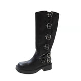 Brown West Cowboy Boots But Knee Boots Metal Belt Buckle Thick And Thick Bottom High-Sleeve Rider Boots Single Boots HZ0115