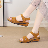 Large-Size Shoes 2025 New Casual Round Head Magic Sticker Heel Sandals In Women's Slopes HZ0115