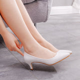 5 Cm Light-Mouthed Tip Single Shoe Low Heel Single Shoes Light-Mouthed Professional White High Heels Commuter Workplace Women's Shoes HZ0115