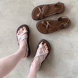 Cross-Buckled-Banded Toe Sandals Women In The Summer Of 2025 Wear A Small Holiday Wind Thick Cool Slippers HZ0115