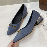 High Heels Women's Velvet Commuting Fashion Single-Shoe Square Heel French Heel Lady Single Shoes OL Shallow Working Women's Shoes HZ0115