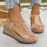 2025 Summer New Large-Size Women's Sloping Sandals Bow Set Pine Cake Water Drill Bottom Fish Mouth Sandals HZ0115