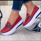 Large-Size Thick-Soled Women's Shoes 2025 New Casual Single-Shoe Women's Metal Buckle Lazi Shoes Lefu Shoes HZ0115