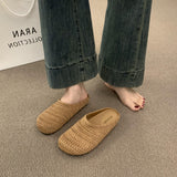 French Niche Hand-Woven Hollow Breathable Bag Half Slippers Women Wear Roman Wind Thick Bottom Muller Shoes HZ0115