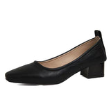 2025 Spring And Summer New Small Heels Simple Lady Temperament Soft Leather Do Not Sharpen The Tip Of The Single Shoe Low Heel High Heels HZ0115