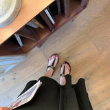 Net Red Black Word Drag Sandals Women 2025 Summer New Small Scent Wind Flat Shoes Toe Roman Shoes Outside Wearing HZ0115