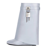 Winter New Large Cylinder Lock Skirt Side Of The Super High Slope And Round Scalp Face High And Zipper Short Boots Woman HZ0115