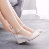 Dwarf Heel Sexy Pedicles Thin High Heels Women's Shoes Slope Heel High Heel Leisure Shallow Buckle Round Head Single Shoes HZ0115