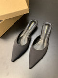 French Tip Fine Low-Heeling Bao-Head Half-Tug Woman Spring 2025 New Niche Design Shallow Foot Pedal Slippers HZ0115
