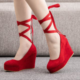 11 Cm Women's Shoes Round Head Waterproof Table Slope Single Shoes Roman Strapped Slope Single Shoes Spring And Autumn Single Shoes Women's Thick-Soled Shoes HZ0115