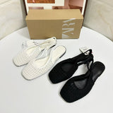 ZA Home 2025 Small Korean Version Of Hand-Woven Fishing Net Bag Head Sandals Women's Summer Flat Bottom Behind The Stumbling Cold Slippers HZ0115