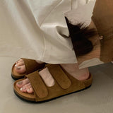 Magic Sticker Birken Shoes Thick-Soled Slippers Women's Summer Wear Soft Bottom 2025 Flat-Bottomed Boken Ugly Cold Slippers Tide HZ0115