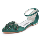 Spring And Summer 2 Cm Flat Hedley Casual Sharp In The Hollow Sandals Square With Shallow Mouth Water Drill Buckle Bridal Shoes Wedding Shoes HZ0115
