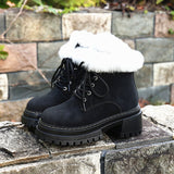 Hairy Mouth Plus Velvet Short Boots Women 2025 Autumn And Winter New Large-Size Round Head Coarse And Fashion Tice Cotton Boots HZ0115