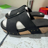 Large Size Wish New Lady Slope With Fish Mouth Thick Sole Rivet Sandals HZ0115