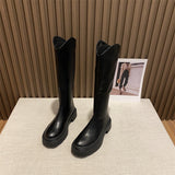 White Chelsea Boots Long Barrel Knight Boots 2025 New Martin Boots Autumn Winter Women's Shoes High-Heeled Long Boots HZ0115