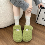 Thick Bottom Plus Velvet Head Wool Cotton Shoes Women 2025 Winter New Lamb Velvet Outside To Keep Warm Velocese Cotton Slippers HZ0115