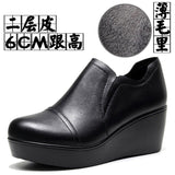 Tightening A Foot Pedaled Women's Shoes Thick Sole Waterproof Slope Heel Single Shoes With Deep Mouth Loose Cake Shoes Ladies Round Head Casual Shoes HZ0115