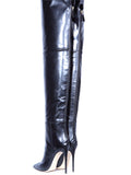 2025 Autumn And Winter New Sexy Pointy Head Zipper Lady Size Over Knee Long Barrel Women's Shoes HZ0115