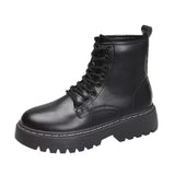 Autumn And Winter Martin Boots 2025 New Women's Shoes Fashion Boots Black British Style Short Boots Thick Background With Thin Boots 42 HZ0115