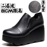 Tightening A Foot Pedaled Women's Shoes Thick Sole Waterproof Slope Heel Single Shoes With Deep Mouth Loose Cake Shoes Ladies Round Head Casual Shoes HZ0115
