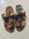 Large-Size Sandals Women's National Style 2025 Summer New Breathable Printing Cover Roman Style Cool Slippers Women HZ0115
