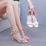 7 Cm Light Mouth With Sandals Fine Heel Sandals White Lace Wedding Shoes Famous Wind High Heel Sandals HZ0115