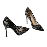 High-End Large-Size Lace High-Heeled Women 2025 New Summer Lace Women's Sandals Tip Banquet Fine Heel Single Shoes HZ0115