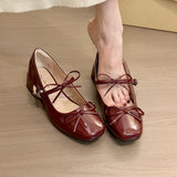 Naipa Gentle Sweet Beans! Temperament Round Head Bow With Mary Jane Shoes Women's Light Mouth Coarse Single Shoes HZ0115