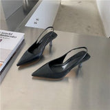 French High Heels Black Temperament Sandals Fairy Shoes 2025 New Spring And Summer Fine Tip Single Shoes HZ0115