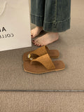 Fashion Leisure Cover Flat-Bottomed Slippers Women's Summer Wear 2025 New Seaside Resort Beach Shoes Roman Sand Slippers HZ0115