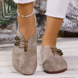 2025 Summer And Autumn New Soft Leather Flat Soles Women's Round Head Shallow One-Foot Pedal Large Size Women's Shoes HZ0115