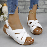 2025 New Summer Women's Slope Sandals Thick Sole Buckle With Fish Mouth Sandals Pure-Colored Slope Heel Sandals HZ0115