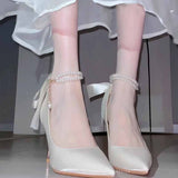 French High Heels Femininity Sexy Cheongsam Shoes Dress Shoes Women White Gentle Wedding Shoes Bridal Shoes HZ0115