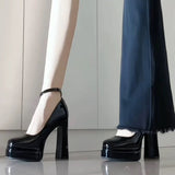 Fashion Shallow Mouth Waterproof High Heels Super Feel Spring And Autumn Velvet Paste 2025 Design Coarse Heel Single Shoe Trend HZ0115