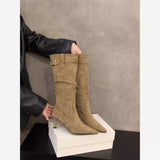 Sharp-Headed High-Heeled Kart Thin-Skinny Boots Women's Shoes 2025 Summer Retro Pile Boots In The Barrel Knight Boots HZ0115