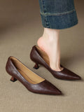 French Retro Pointed Single Shoes Women Soft Leather Fine Heel Temperament Shallow High-Heeled Shoes HZ0115