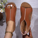 Large-Size Slope Heel Sandals Women 2025 Summer Sandals New Thick Bottom Slope And Fish Mouth Sandals HZ0115