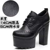 Dark Brown Bullock Women's Shoes With English Carved Small Leather Shoes Thick Heel High Heel Waterproof Table Round Head Deep Mouth Single Shoe HZ0115