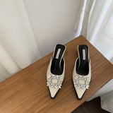 Design Sense Of Niche Bag Head Half Slippers Women Wear 2025 New Korean Version Of The Diamond Side Buckle Back Empty Single Shoes HZ0115