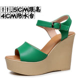 White Toe-Word High Heels 8CM Slope And Women's Waterproof Table Comfortable Loose Cake 33-43 Black Hollow Sandals HZ0115