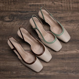 Coarse Heel Square Head Brown Bag Head Sandals Women 2025 Summer Light-Mouthed High-Heeled Shoes Sandals Women's Tide HZ0115