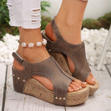 Slope Heel Sandals Women's Shoes 2025 Summer New Leisure Thick-Sed Fish Mouth Magic Stick Slope Sandals HZ0115