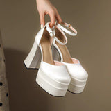 12CM Ultra-High Heel Sandals Waterproof Table Thick-Soled Thick Heel Hate Tiangao Show Women's Shoes Silk And Satin Main Wedding Shoes Artifact HZ0115