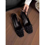 2025 Summer New Bow With Bag Head Sandals Women's Fashion Thick Side Head Mary Jane Single Shoes HZ0115