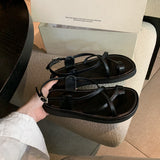 Cross-Buckled-Banded Toe Sandals Women In The Summer Of 2025 Wear A Small Holiday Wind Thick Cool Slippers HZ0115